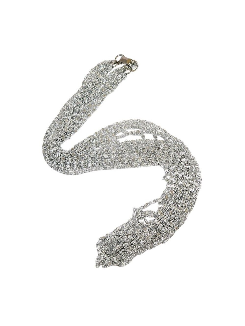Vintage Celebrity NY 8-Strand Lumachina Chain Necklace Silver Tone 1960s Jewelry